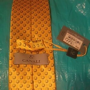 Canali Gold Patterned Silk Tie